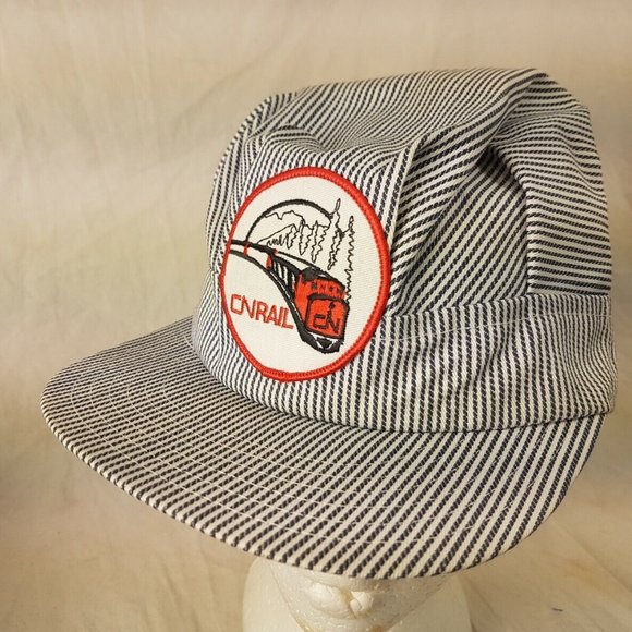 CNRAIL Trucker Hat Snapback Baseball Vintage 80s Patch Cap Retro Brim Conductor - Picture 1 of 11